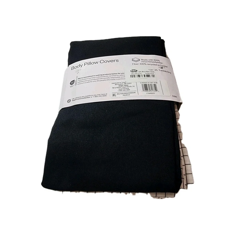 Body Pillow Covers 2 Pack Black And White Square 20x52 In Brand New Room...